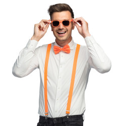 Oranžová sada doplňků brýle kšandy motýlek